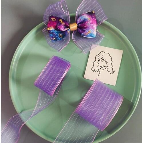 10Yards 25/38MM Mirage Glitter Stripe Organza Ribbons DIY Sewing Handmade Craft Materials Clothes Accessories Home Decoration