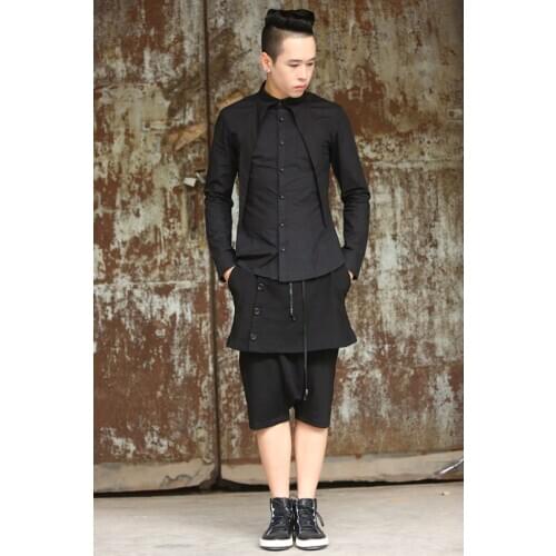 2016 summer five mens casual pants crotch pants low hip-hop stitching straight Haren loose pants