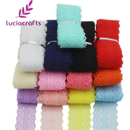 Lucia crafts 5y/10y Lace Ribbon Tape Width 27MM Trim Fabric DIY Embroidered Net Cord For Sewing Decoration Accessories R0602
