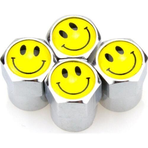 4 X Smile Wheel Metal Valve Stem Air Caps Covers Car Truck Accessories for Hyundai Accent I30 I35 Santa Fe Solaris Elantra Parts