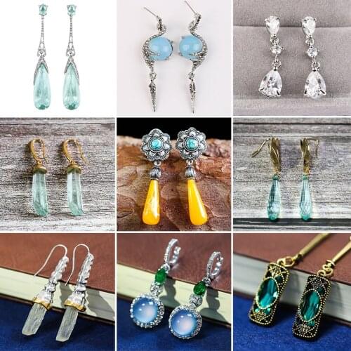 Fashion Europe Style Water Drop Earrings Creative Sky Blue Crystal Dangle Earring Jewelry for Women Party Best Gift
