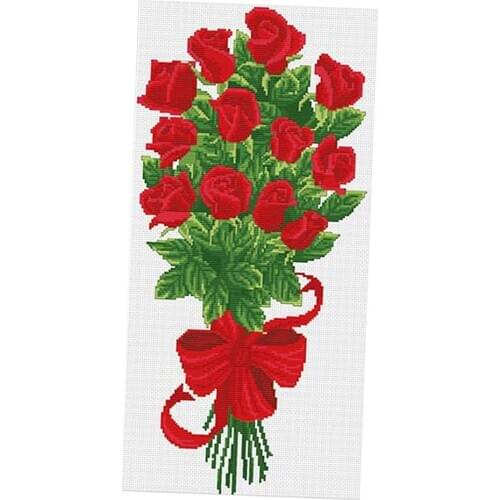 “Roses Bouquet” Cross-stitch Stamped Kits for Wedding Decor Home Office Ornament DIY Crafts Supplies