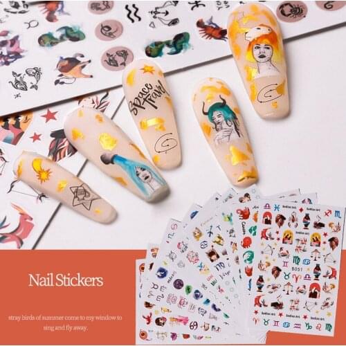 Zodiac Mexico Nail Sticker Design Adhesive Nail Art Decorations DIY Nail Sticker Nail Decals
