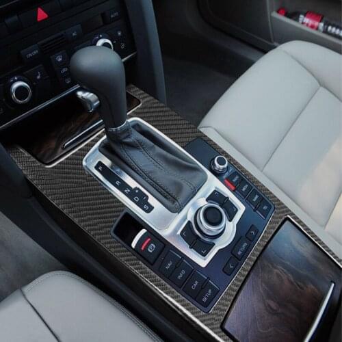Car Styling Carbon Fiber Stickers For Audi A6 C5 C6 Console Gearshift Frame Decorative Cover Trim Strips Interior Accessories