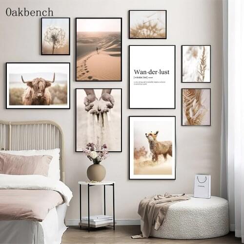 Plant Dandelion Wall Art Canvas Painting Cow Poster Hand Sand Print Quotes Posters Nordic Wall Pictures Living Room Home Decor