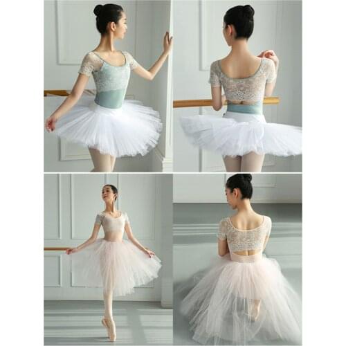 2021 New Ballet Leotards For Women Round Collar Lace Adult Gymnastics Costume Kids Dance Leotards For Girls Dance Wear