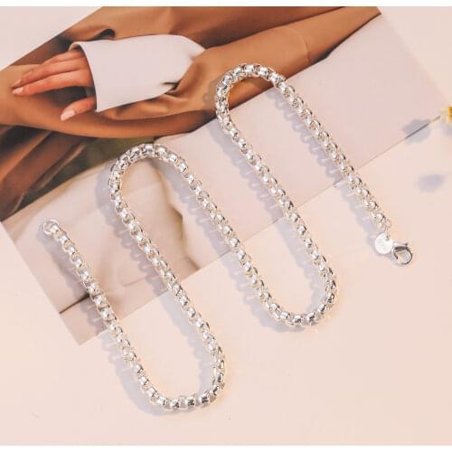 Hot classic 5MM round box chain 925 Sterling Silver Necklaces for men woman fashion Jewelry Party Christmas Gifts