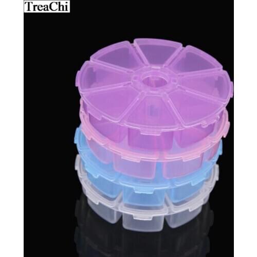 Round 8 Cases Environmental Protection PP Transparent Plastic Box Jewelry Box Beads Makeup Box Jewelry Box Earring Holder
