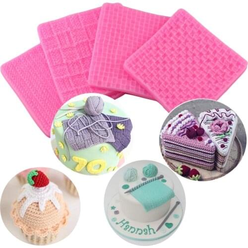 Sweater Fabric Knitting Texture Biscuits Embossed Pad Decorating Lace Mat Silicone Mold Fondant Wedding Cupcake Decoration Tools