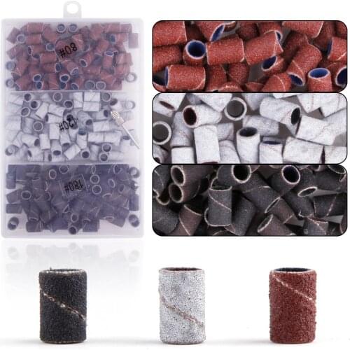 210Pc/Box 80''/120''/180" Sanding Bands Electric Nail Drill Bit Pedicure Caps UV Gel Polish Removal Manicure Machine Sander Tips