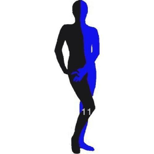 Blue & Black Split Spandex Zentai Suit Fullbody Catsuit