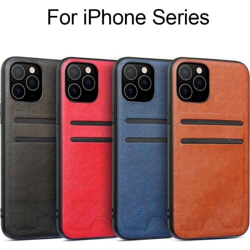 Smart Back Cover For iphone 11 pro Double Card Slot business Elegant Gift High Feeling Texture PC PU Leather Phone Case
