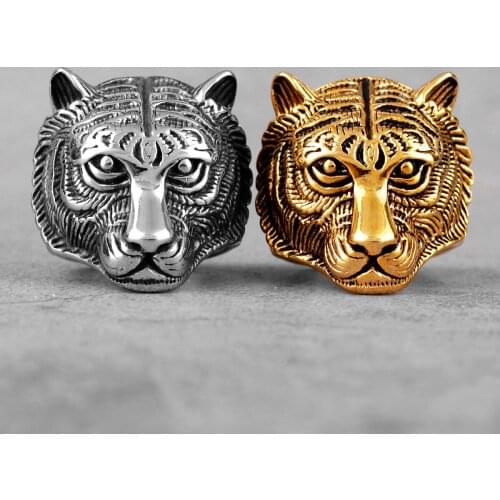 Domineering Tiger Animal Stainless Steel Mens Rings Punk Hip Hop for Male Boyfriend Biker Jewelry Creativity Gift Wholesale