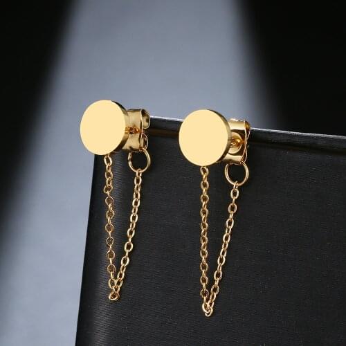 Stainless Steel Earrings 2021 Trend Classic Style Round Shape Fashion Tassel Chain Earrings For Women Jewelry Friends Gifts NEW