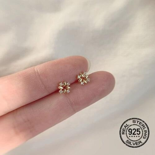Rhombus Zircon Earrings 925 Sterling Silver For Women Hot Sale High Quality Korea Fashion Design Lady Mother Gift Jewelry INEFFA