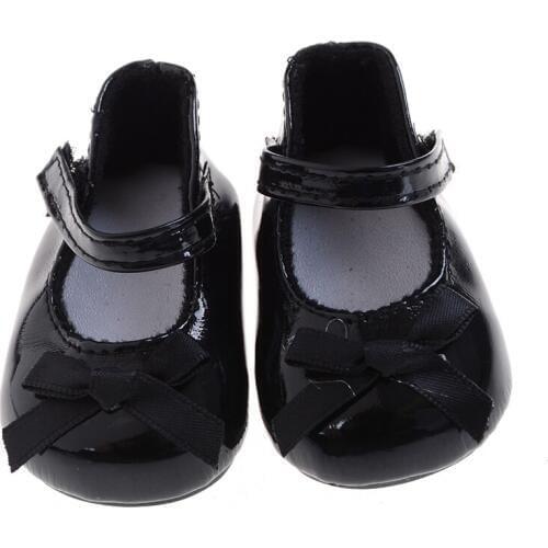 1 Pair Fashion Ballet Handmade Leather Shoes Doll Shoes For American Doll 18 Inch Doll Clothes White Black Doll Outfits