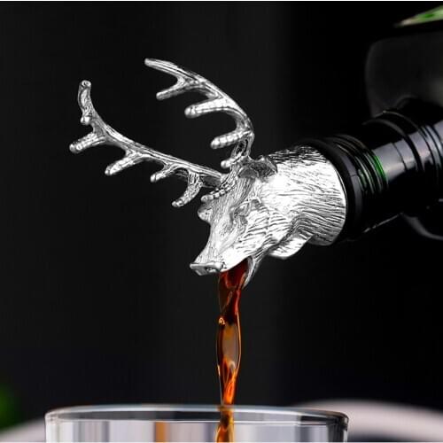 1Pcs Jagermeister Wine Pourer Zinc Alloy Deer Elk Lion Bull Head Wine Stopper Drinks Bar Tools Night Club Bar Accessories