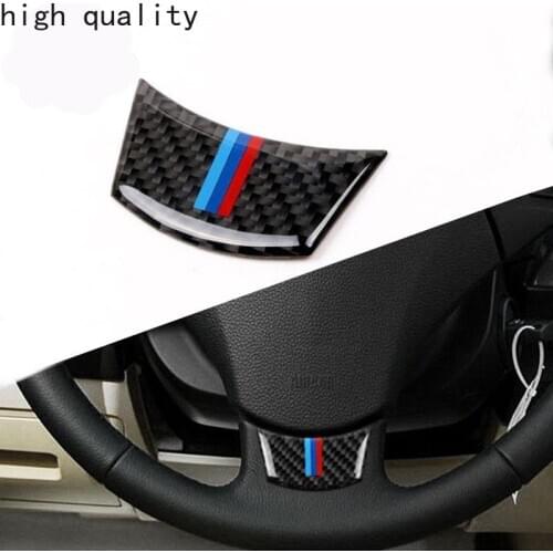 1pcs Car Styling Carbon Fiber Steering Wheel Sticker M stripe Emblem 3D Car Sticker For Bmw E60 E61 04-10 5 series Accessories