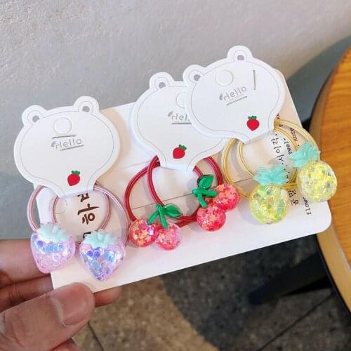 2pcs/lot New Cute Fruit Princess Headwear Kids Elastic Hair Bands Children Ropes Girls Accessories Baby Headdress