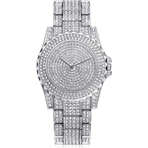 2019 Brand Luxury Woman Quartz Wrist Watches Full Rhinestones Silver Watch Ladies Clock Stainless Steel Hodinky Relogio feminino