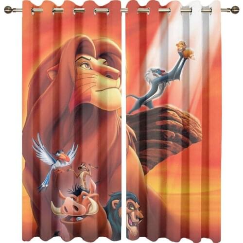 3D Lion King Pattern Living Room Curtains Fashion Customized Window Curtains Luxury Blackout Curtain For Kids Bedroom Dropship