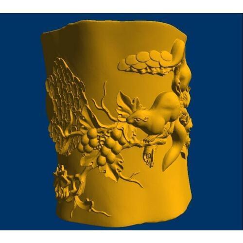 3D model relief for cnc in STL format pen container Squirrel Pen holder