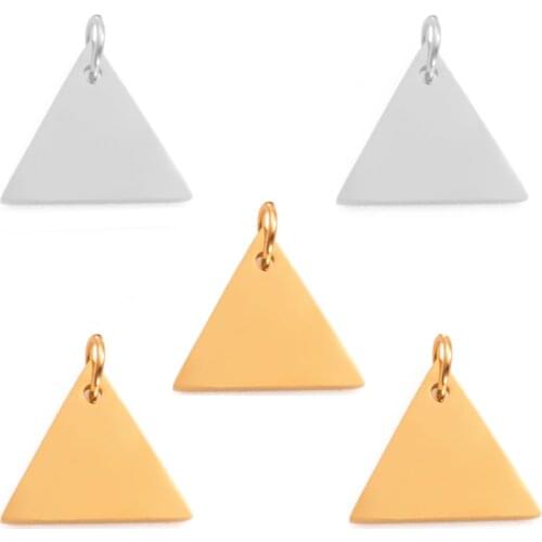5pcs/lot 100% Stainless Steel Mirror Polished Blank Triangle Tag Charm For Bracelet Necklace Jewelry Making