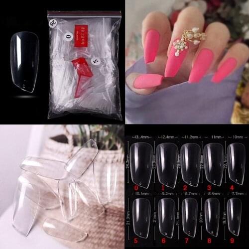 500Pcs/Bag Lipstick Bevel False Nails Tips Nail Art Display Tips Clear Natural Acrylic Fake Artificial Tips UV Gel Polish DIY