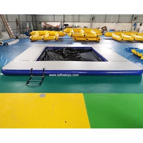 5x5 Meter Inflatable Floating Ocean Sea Swimming Pool / Protective Anti Jellyfish Pool With Netting Enclosure For Yacht