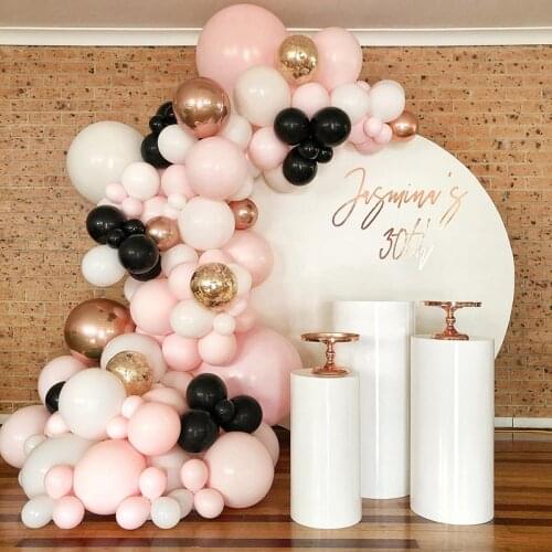 98pcs Pink White Black Wedding DIY Balloons Arch Garland Kit Chrome Rose Gold Globos Birthday Party Decor Baby Shower Supplies