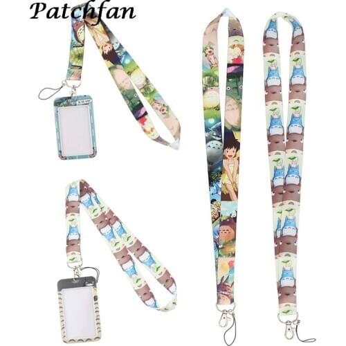 AD114 Patchfan Cartoon Cat keychain Lanyard Webbing Ribbon Neck Strap Fabric Para Badge Phone Holders Necklace Card Cover