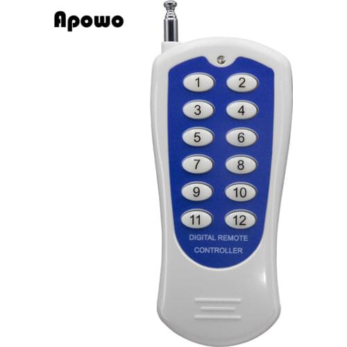 12 Channel 12Buttons/Key RF Wireless Remote Controller /Radio Controller/Transmitter Receiver Fittings 433MHZ PT2264