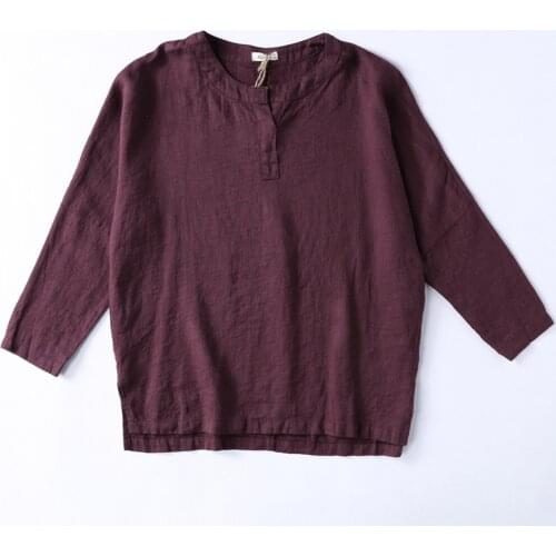 Linen Long Batwing Sleeve Loose Summer Women Blouse Shirt Blusa Plaid Black Wine Red Elegant Female Shirts Casual Women Tops
