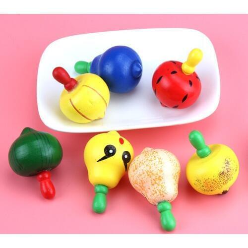 Wooden Colour Fruits Gyro Top Microcheiria Rotation Small Top Tradition Nostalgia Children Woodiness Alpinia Oxyphylla Toys