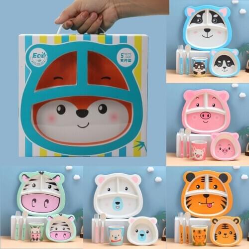 Chilrens Bamboo Tableware Complete Of Dishes Food Plates Dishes And Plates Sets For Babies Bamboo Plate Baby Safety Feeding