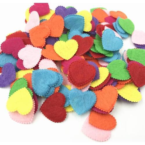 DIY 200pcs Mixed Colors Die Cut Felt Heart-shaped Fit Cardmaking decoration 20mm