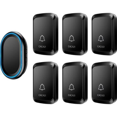 CACAZI Welcome Wireless Doorbell Waterproof 300M Remote 6 Button 1 Receiver 58 Chimes Intelligent House Wireless Call Doorbell