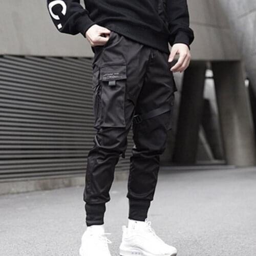 2021 New Hip Hop Joggers Cargo Pants Multi-Pocket Breathable Cotton Blend Men Casual Sweatpants Male Hip Hop Black Trousers