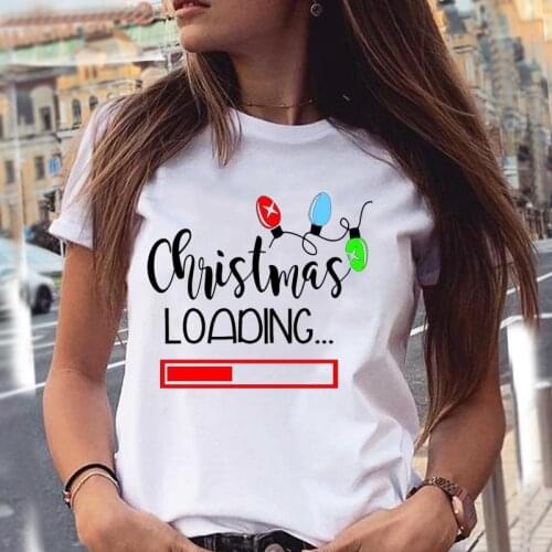 Women Holiday Happy Season Trend Style Merry Christmas New Year T Top Print Cartoon Shirt Female Tshirt T-Shirts Graphic Tee