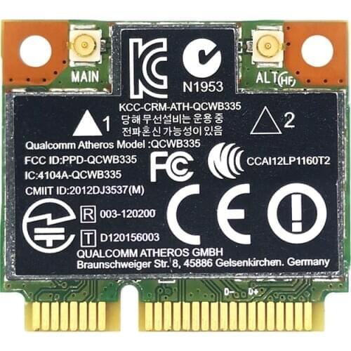 AR9565 WiFi Card QCWB335 Mini PCIE Bluetooth 4.0 150Mbps 2.4G for XP Win7 Win8 Linux System