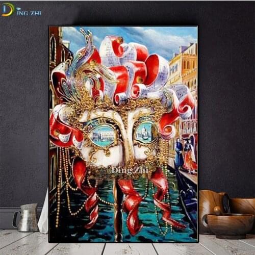 5D Diy Diamond Painting Mask Venice Pictures Of Rhinestones Embroidery Cross Stitch Full Square Round Drill Home Decor Sale