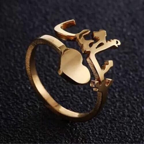 Custom Arabic Name Personalized Ring Gold Silver Rings for Women Gift BFF Rings Personalized Love Heart Name Ring Anillos Mujer