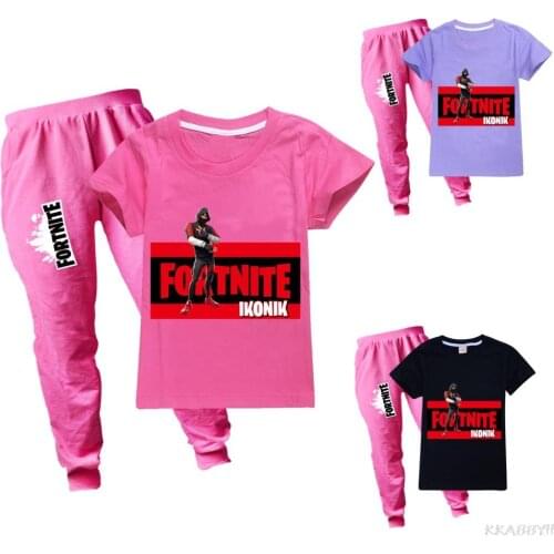 Fortnites Girls Clothes Set Summer Kids Pants T Shirt Cartoon Trousers Boy Outfit Sport Suit Children Clothing Set
