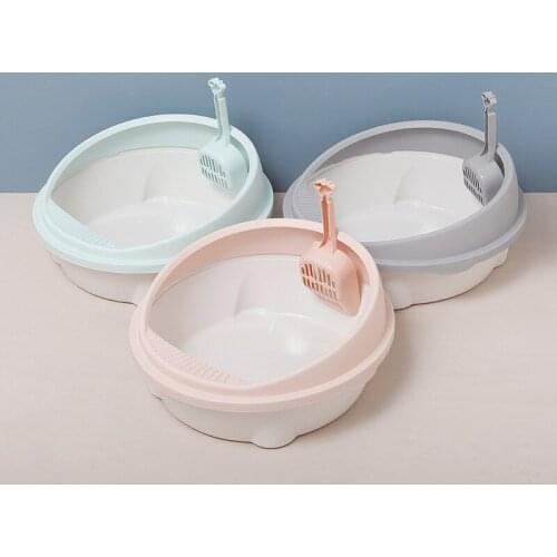 Kitten Shaped Round Litter Basin High Edge Throwing Splash Proof Resin Pet Bathroom Cleaning Supplies Cat Toilet