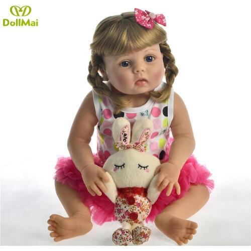 23 Inch Bonecas bebes reborn Girl Full Body Silicone Vinyl Reborn Babies Dolls 57 cm Realistic reborn toddler Dolls toy gift