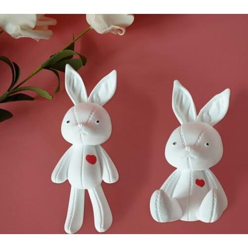 Cute Cartoon Leather Rabbit Candle Silicone Mold DIY Decorative Chocolate Cake Handmade Soap Car Ornaments Abrasive Tools