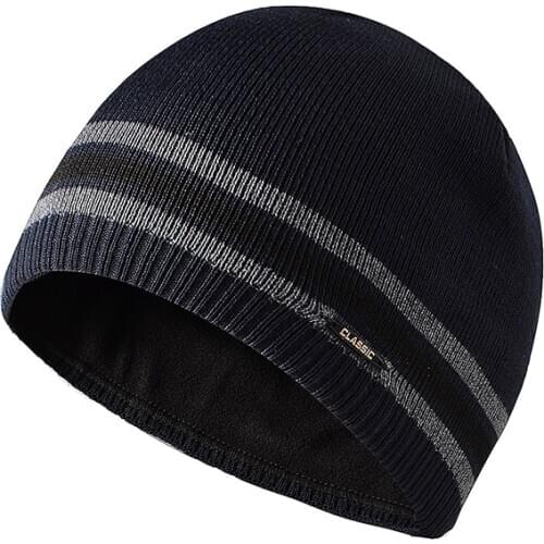 Men Hat Winter Fleece Beanie Warm Knit Autumn Outdoor Skiing Accessory Soft Solid Color For Teenagers