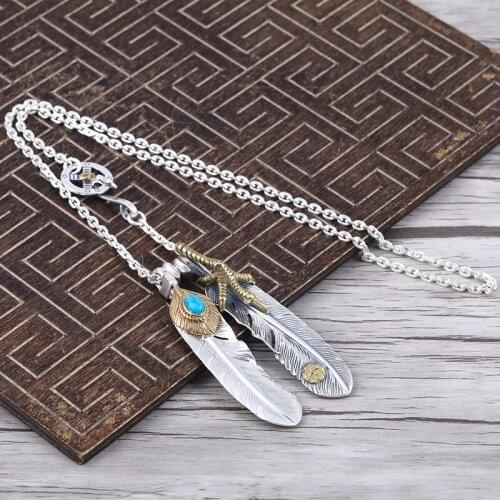 Goros Takahashi Eagle Claw Feather Necklace Male And Female Retro Thai Silver Simple S925 Sterling Silver Wild Set Necklace