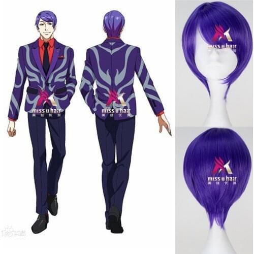 Tokyo Ghoul Shuu Tsukiyama cosplay Wig Short Straight Purple Color Anime Cosplay Wig hair costumes +wig cap