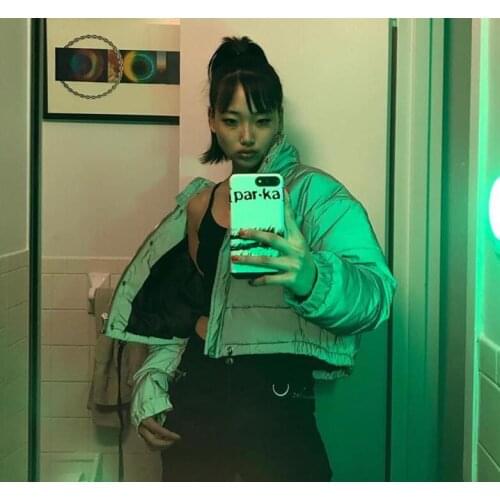 Autumn and winter new womens luminous casual short thick cotton coat